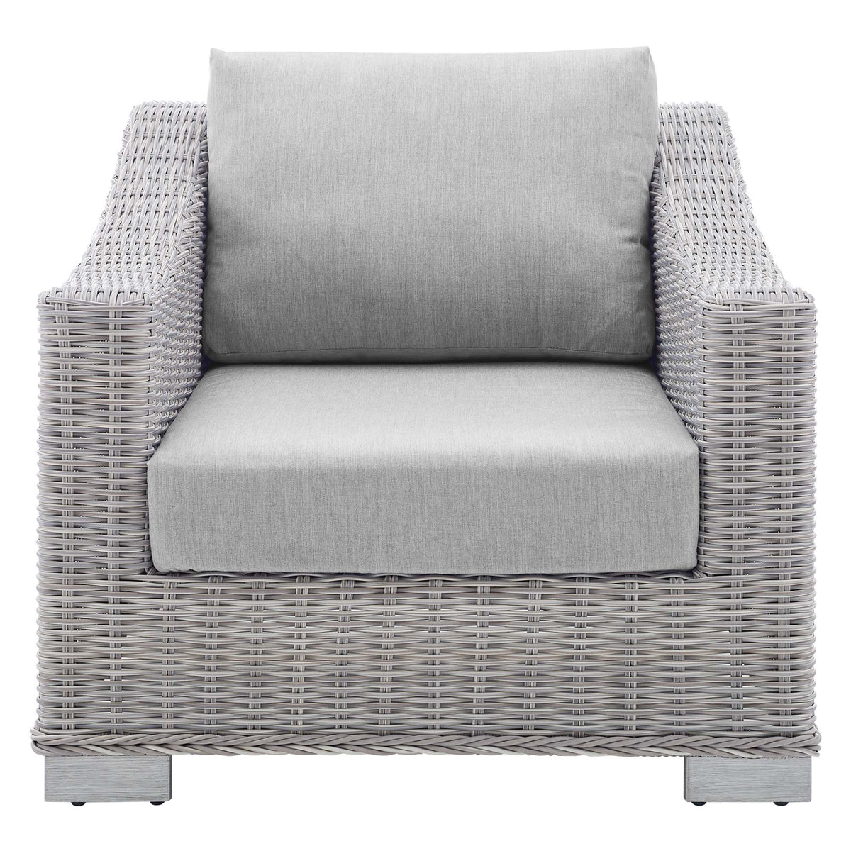 Conway Sunbrella Outdoor Patio Wicker Rattan Armchair - Light Gray Gray