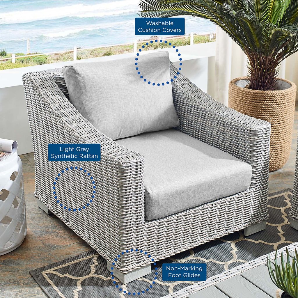 Conway Sunbrella Outdoor Patio Wicker Rattan Armchair - Light Gray Gray