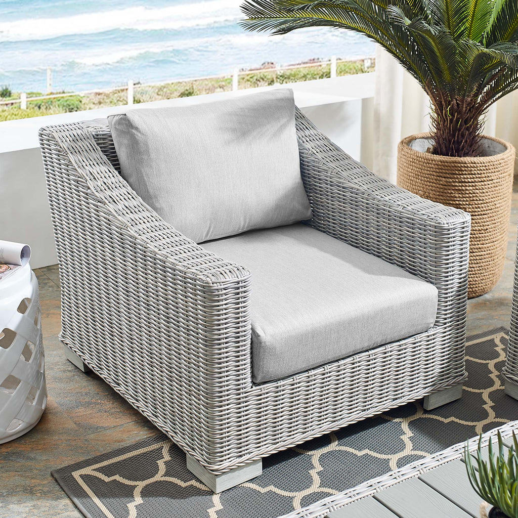 Conway Sunbrella Outdoor Patio Wicker Rattan Armchair - Light Gray Gray