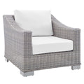 Conway Sunbrella Outdoor Patio Wicker Rattan Armchair - Light Gray White