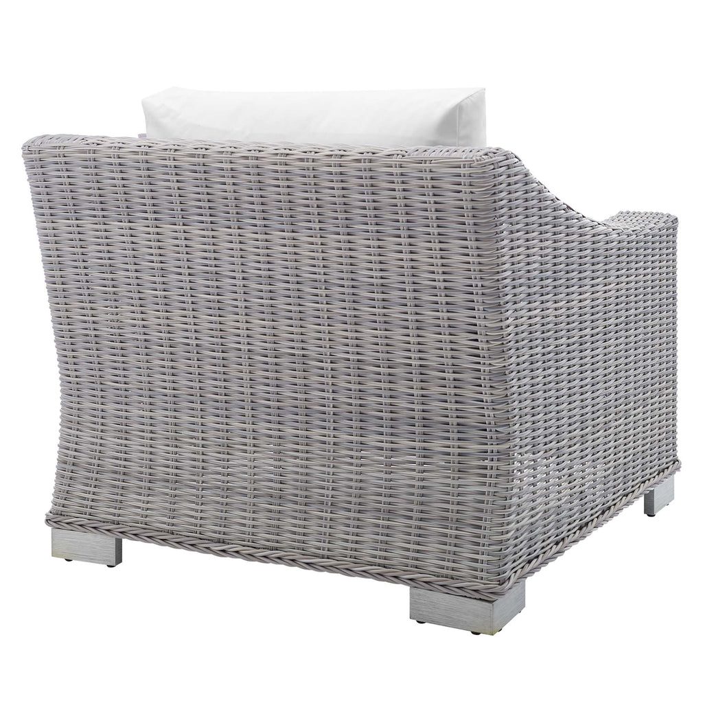 Conway Sunbrella Outdoor Patio Wicker Rattan Armchair - Light Gray White