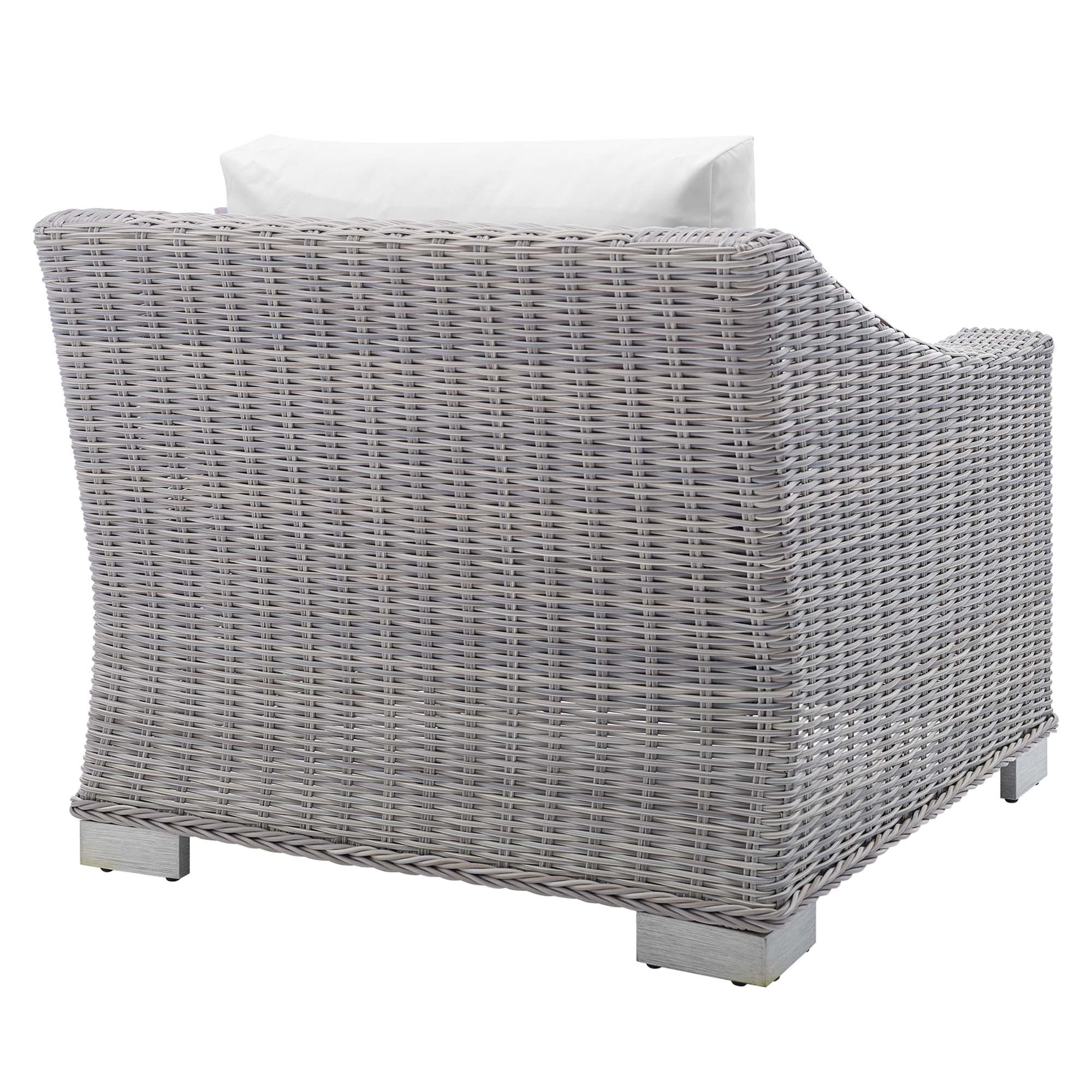 Conway Sunbrella Outdoor Patio Wicker Rattan Armchair - Light Gray White