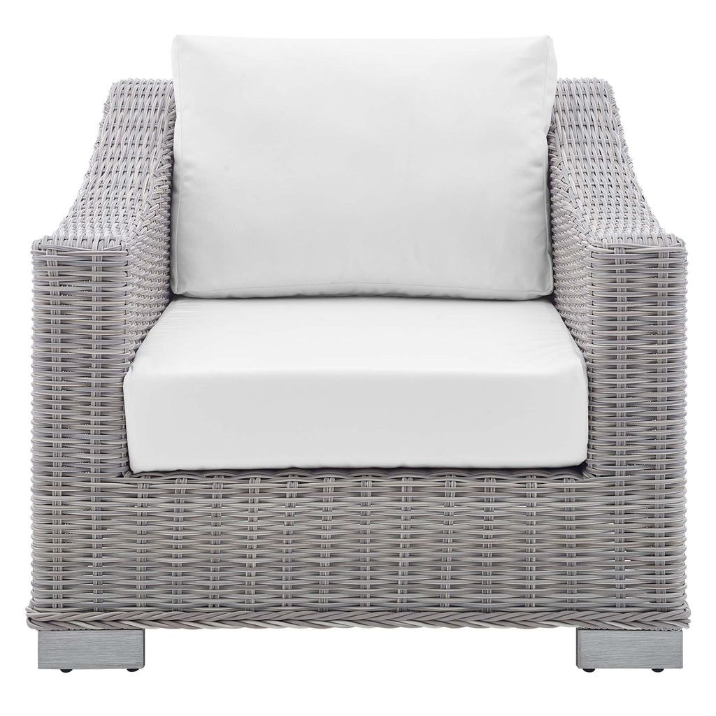 Conway Sunbrella Outdoor Patio Wicker Rattan Armchair - Light Gray White
