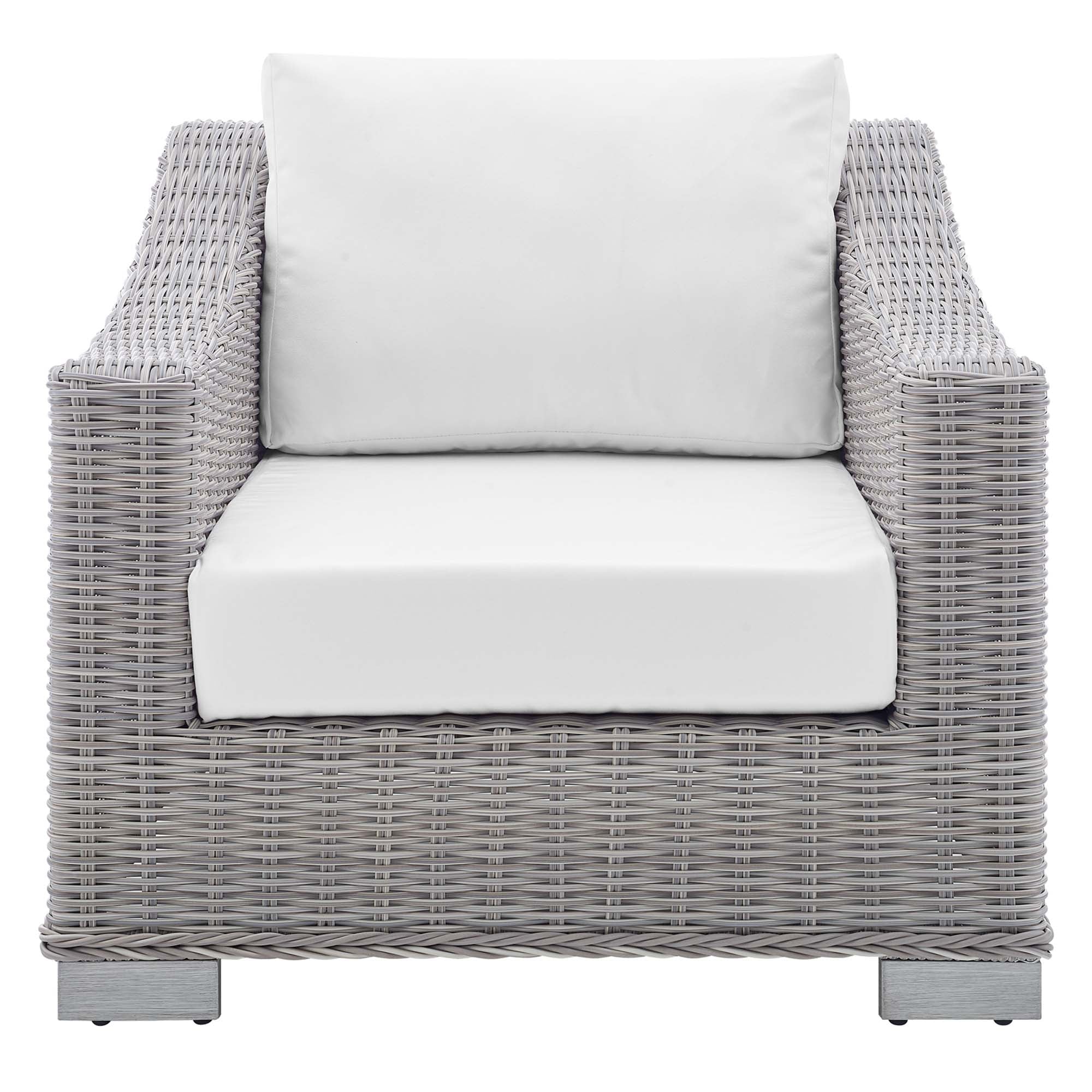 Conway Sunbrella Outdoor Patio Wicker Rattan Armchair - Light Gray White