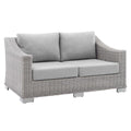 Conway Sunbrella Outdoor Patio Wicker Rattan Loveseat - Light Gray Gray