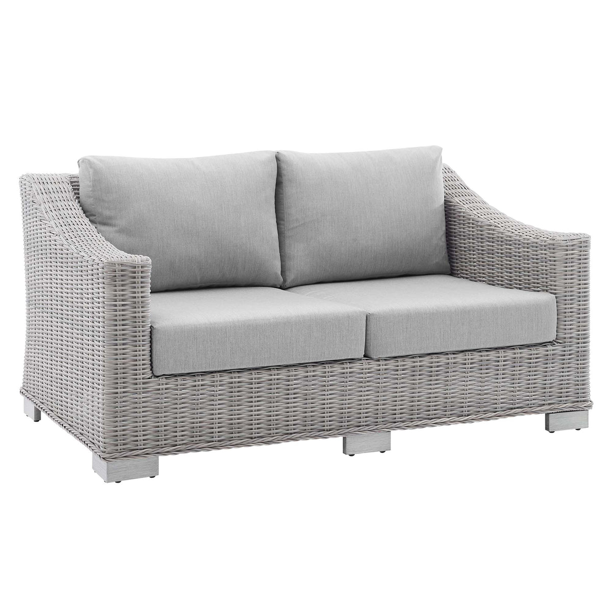 Conway Sunbrella Outdoor Patio Wicker Rattan Loveseat - Light Gray Gray