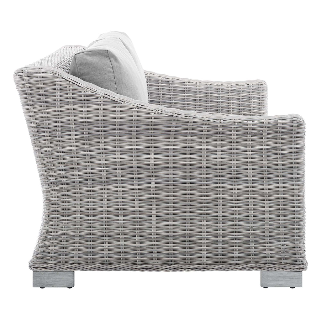 Conway Sunbrella Outdoor Patio Wicker Rattan Loveseat - Light Gray Gray
