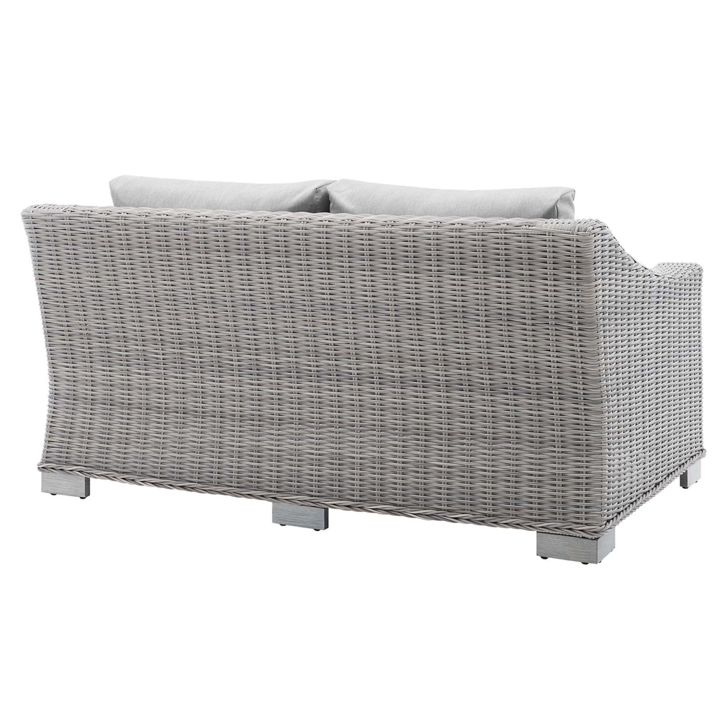 Conway Sunbrella Outdoor Patio Wicker Rattan Loveseat - Light Gray Gray