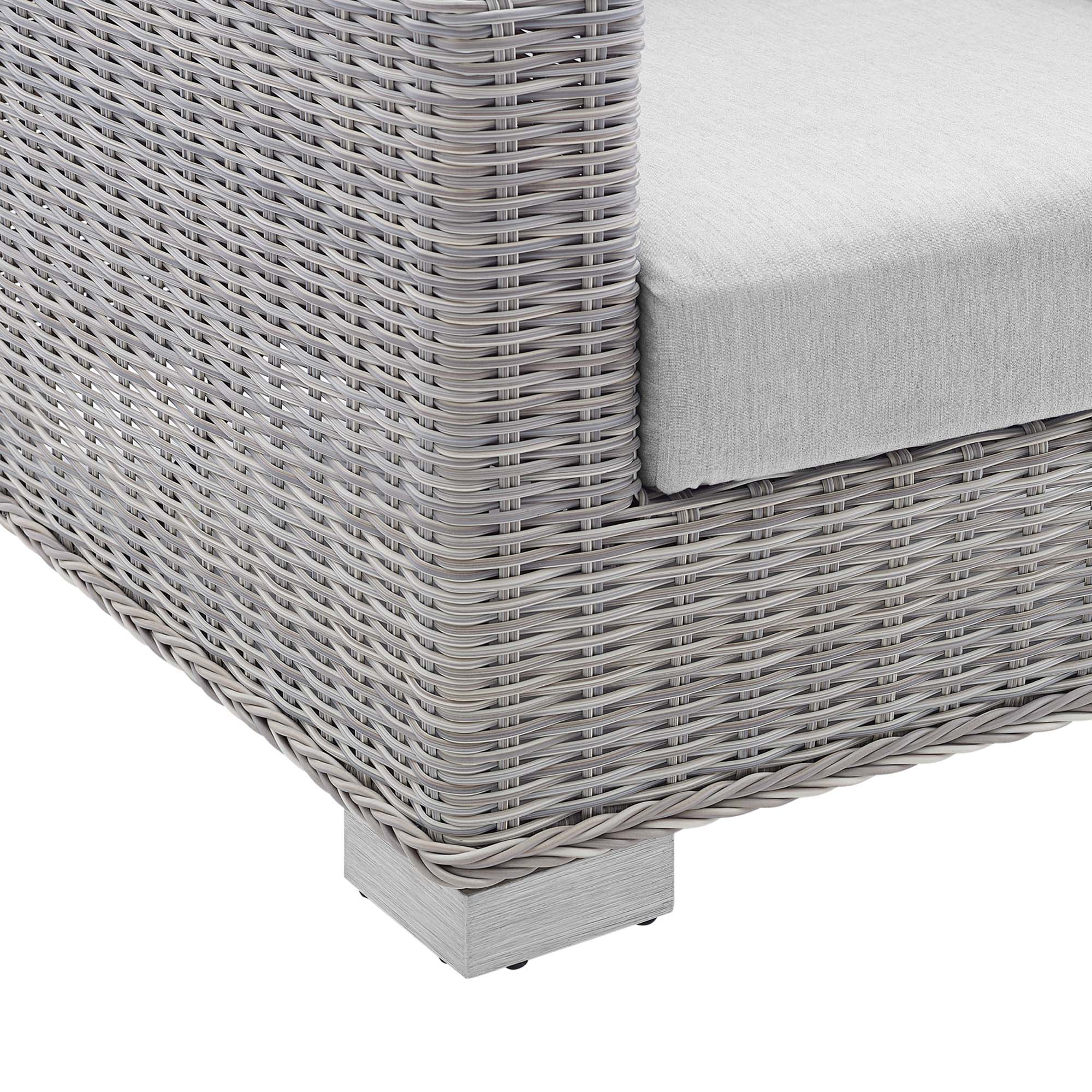 Conway Sunbrella Outdoor Patio Wicker Rattan Loveseat - Light Gray Gray