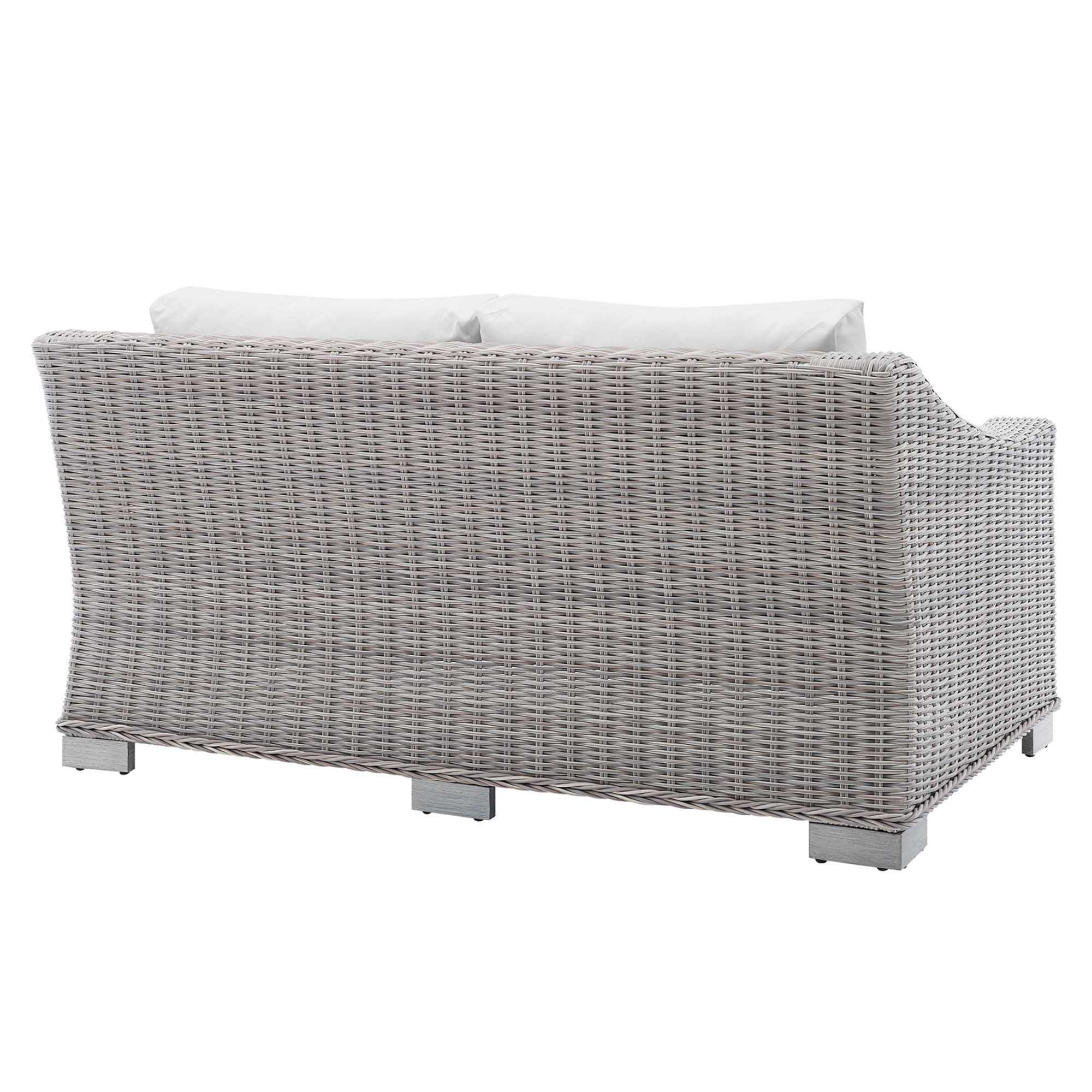 Conway Sunbrella Outdoor Patio Wicker Rattan Loveseat - Light Gray White