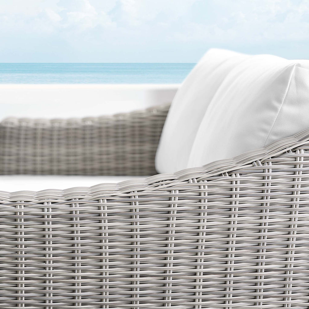 Conway Sunbrella Outdoor Patio Wicker Rattan Loveseat - Light Gray White