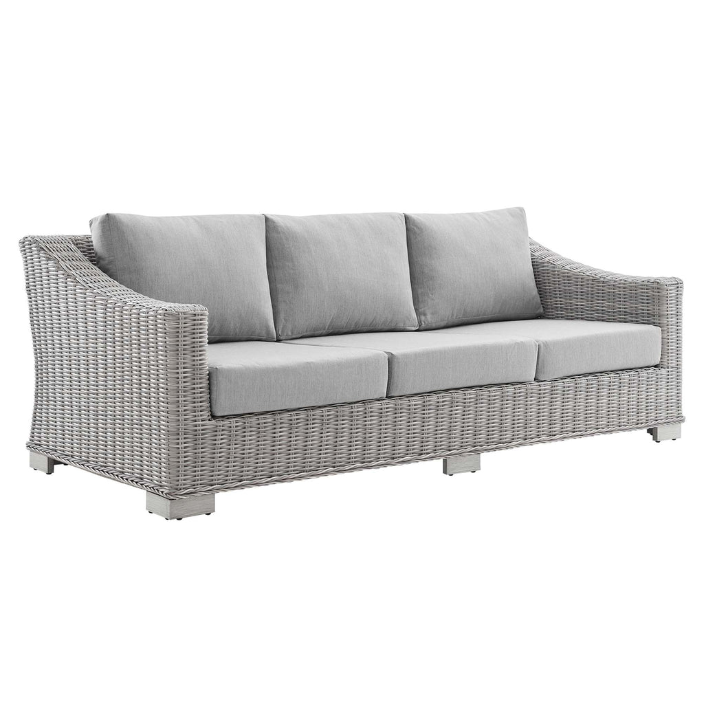 Conway Sunbrella Outdoor Patio Wicker Rattan Sofa - Light Gray Gray