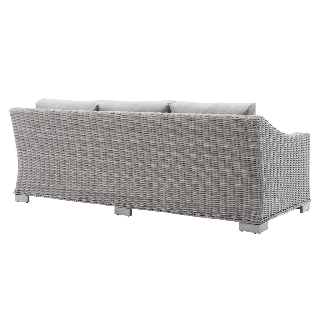 Conway Sunbrella Outdoor Patio Wicker Rattan Sofa - Light Gray Gray