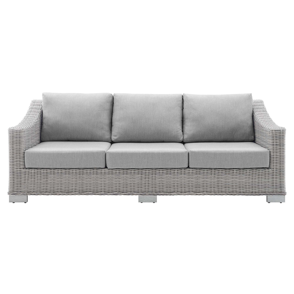 Conway Sunbrella Outdoor Patio Wicker Rattan Sofa - Light Gray Gray