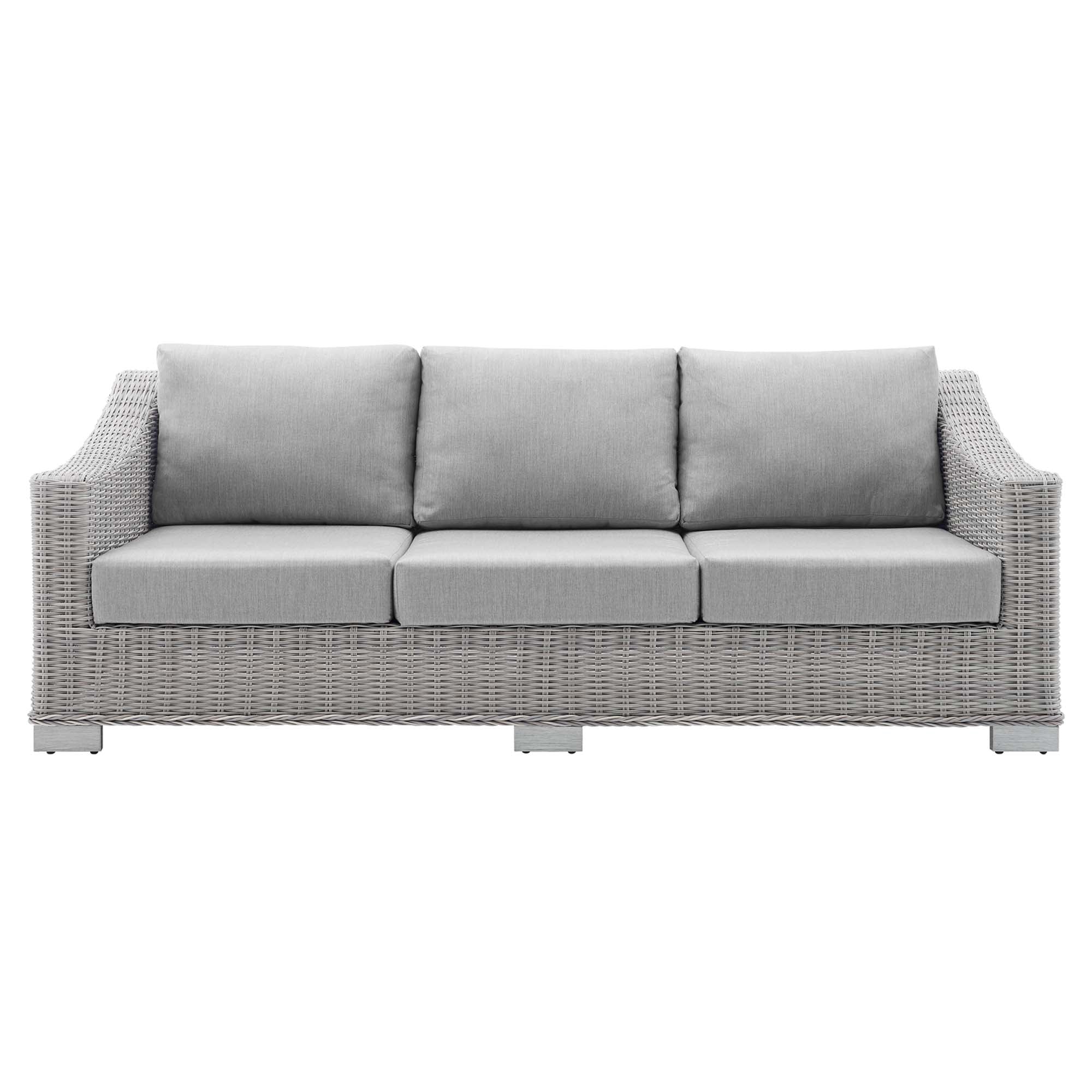 Conway Sunbrella Outdoor Patio Wicker Rattan Sofa - Light Gray Gray