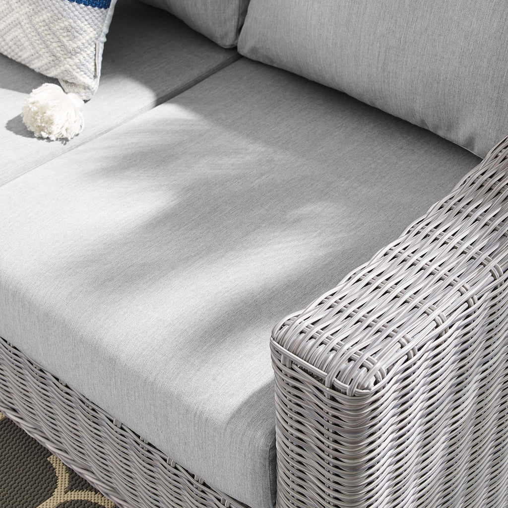 Conway Sunbrella Outdoor Patio Wicker Rattan Sofa - Light Gray Gray