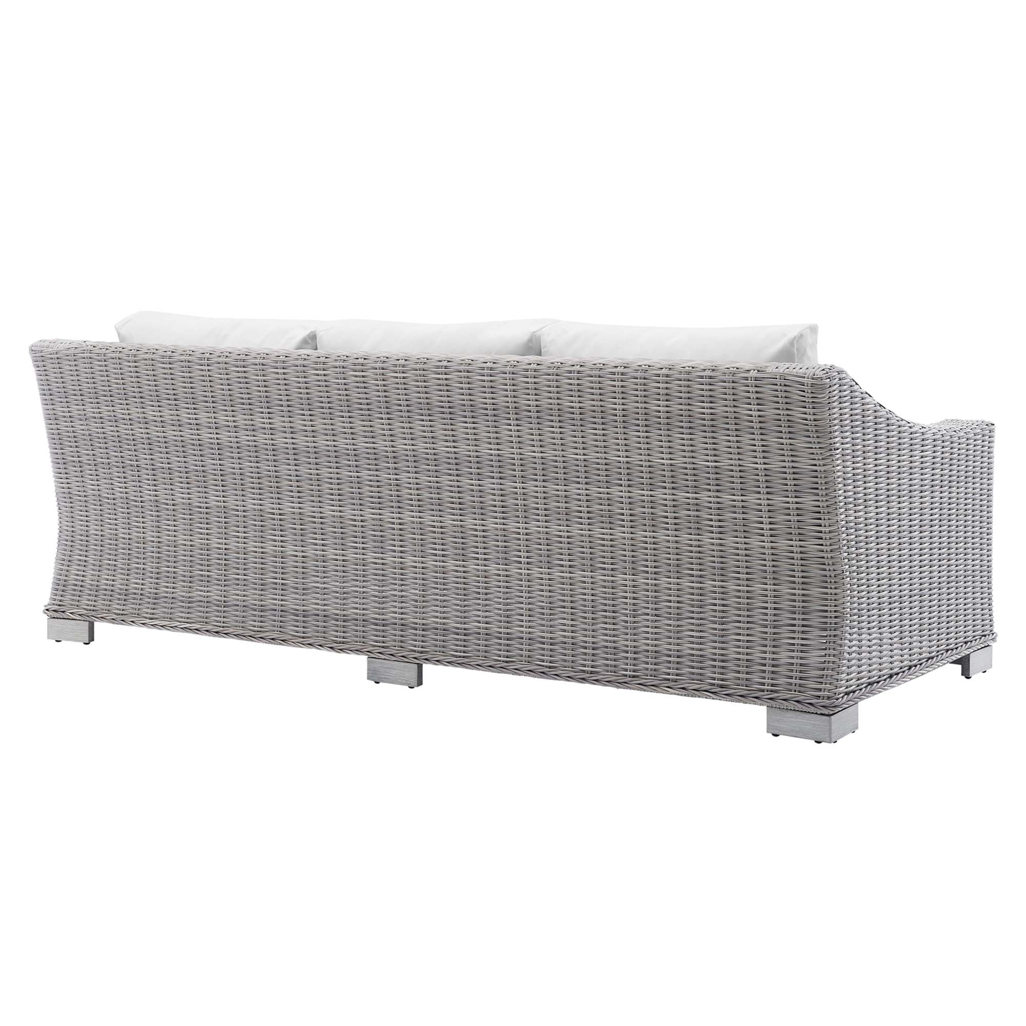 Conway Sunbrella Outdoor Patio Wicker Rattan Sofa - Light Gray White