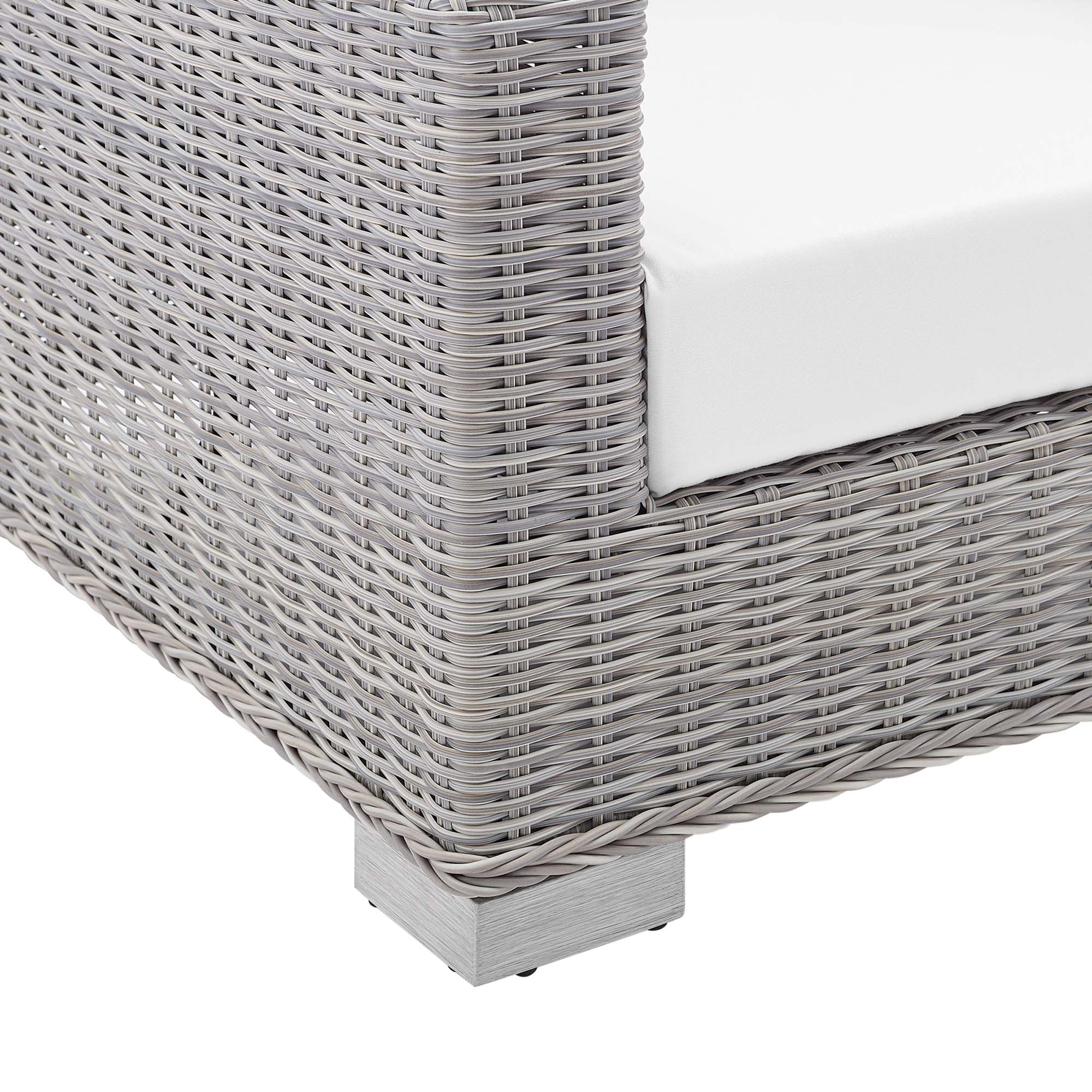 Conway Sunbrella Outdoor Patio Wicker Rattan Sofa - Light Gray White