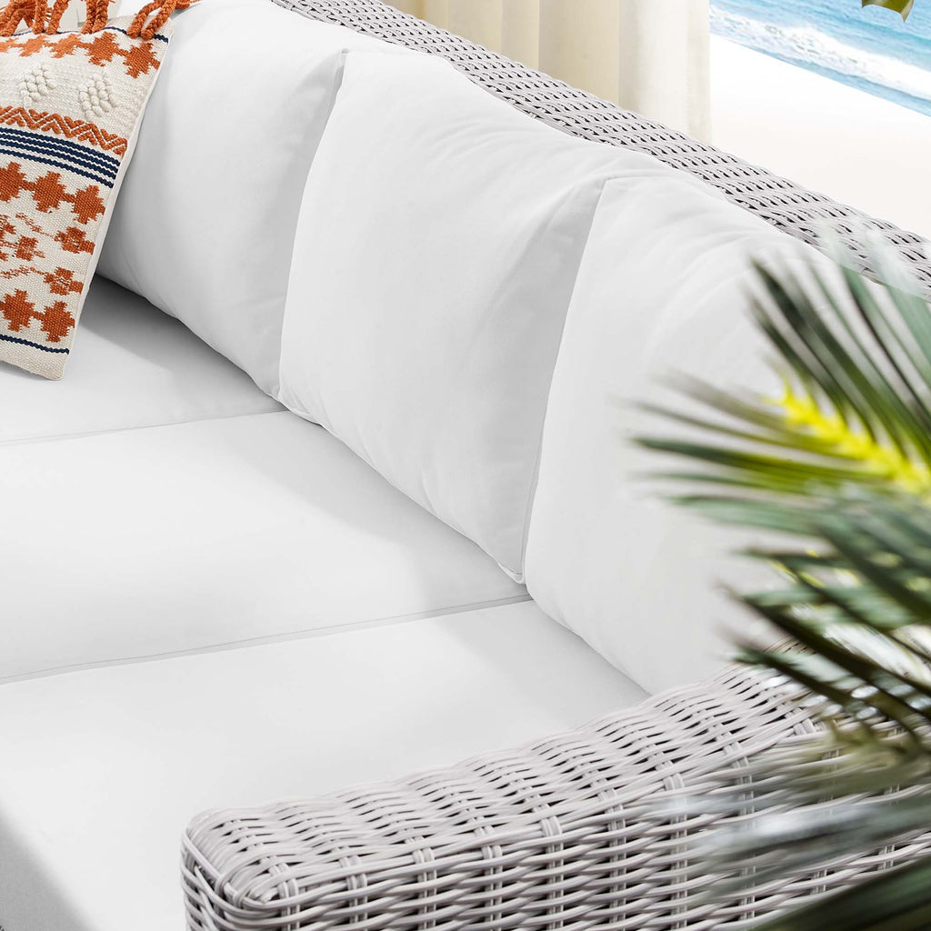 Conway Sunbrella Outdoor Patio Wicker Rattan Sofa - Light Gray White