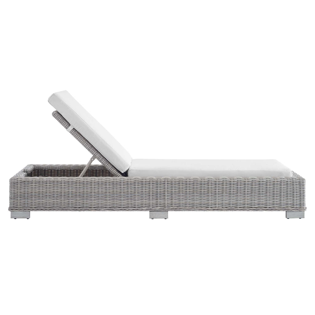 Conway Sunbrella Outdoor Patio Wicker Rattan Chaise Lounge - Light Gray White