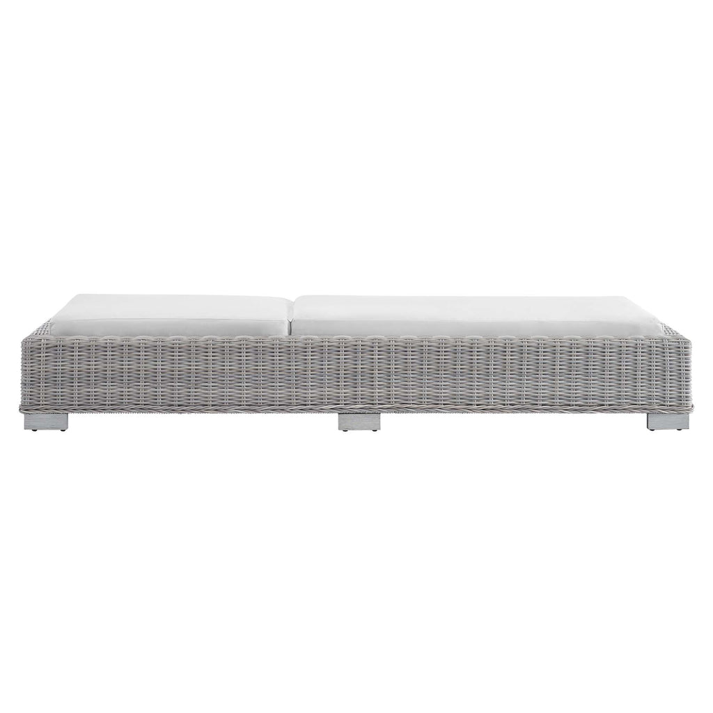 Conway Sunbrella Outdoor Patio Wicker Rattan Chaise Lounge - Light Gray White