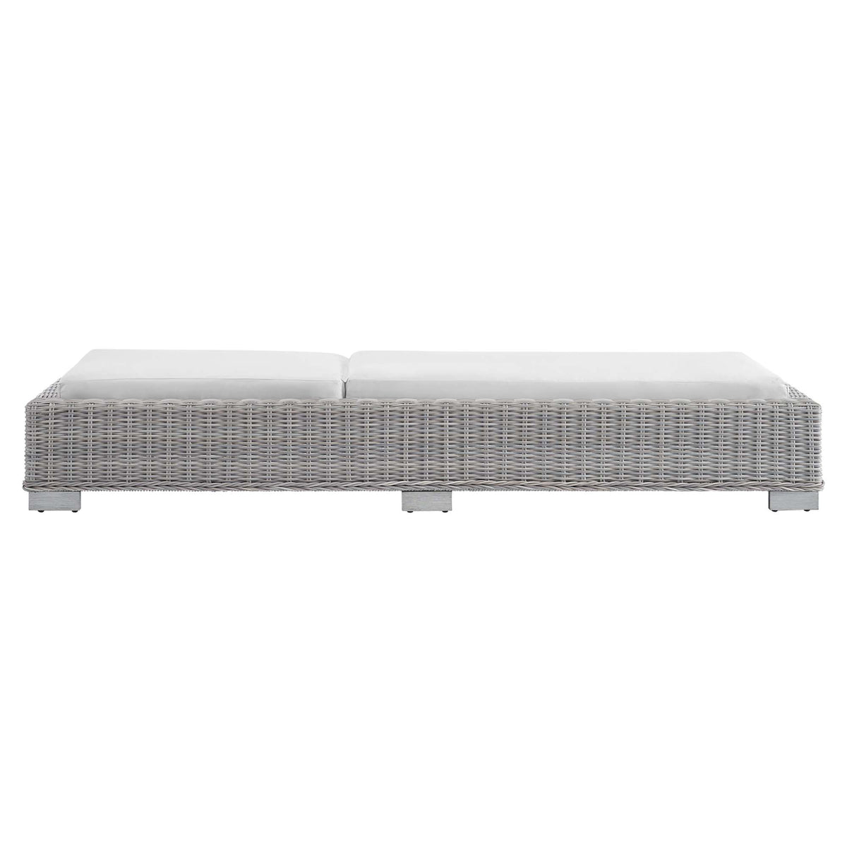 Conway Sunbrella Outdoor Patio Wicker Rattan Chaise Lounge - Light Gray White