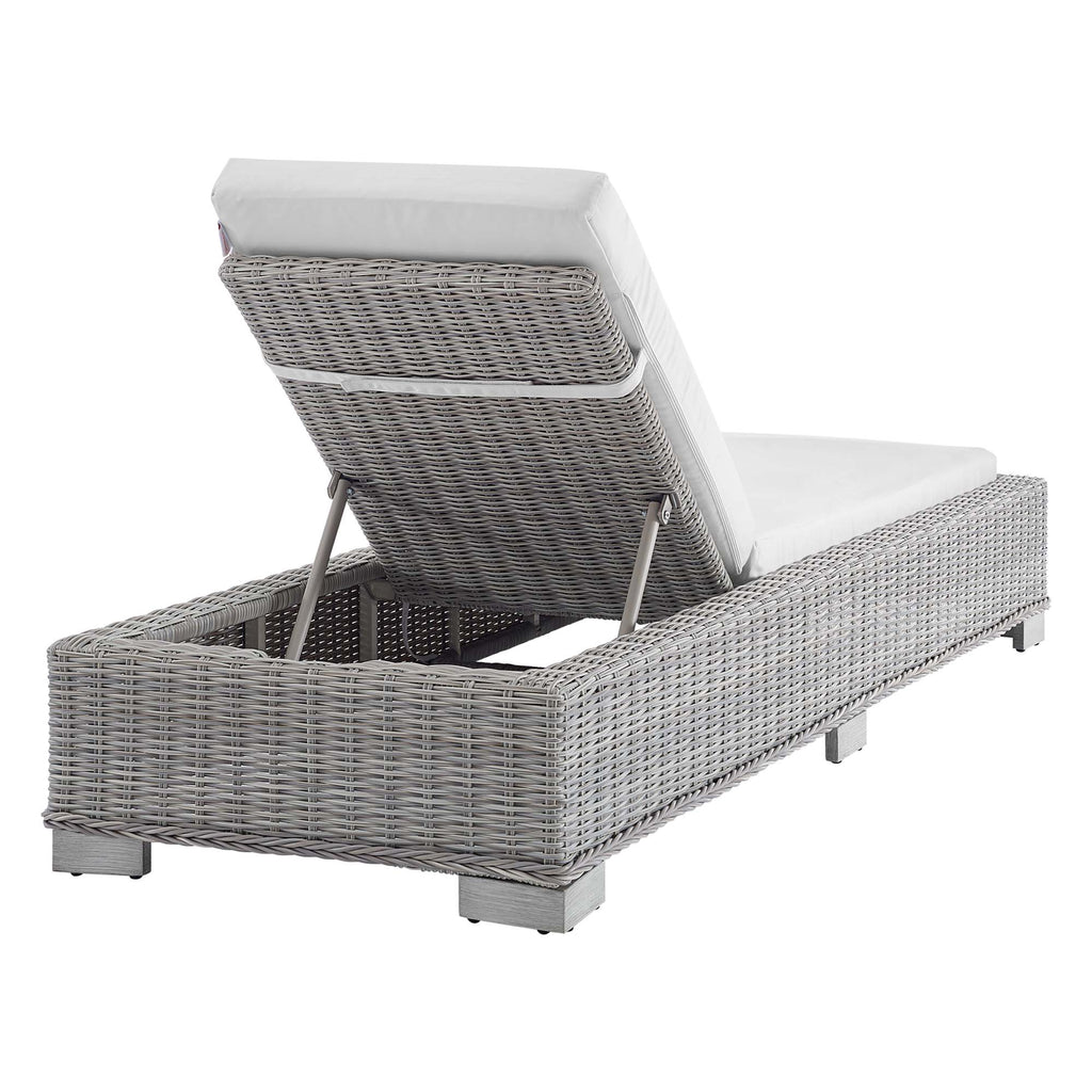 Conway Sunbrella Outdoor Patio Wicker Rattan Chaise Lounge - Light Gray White