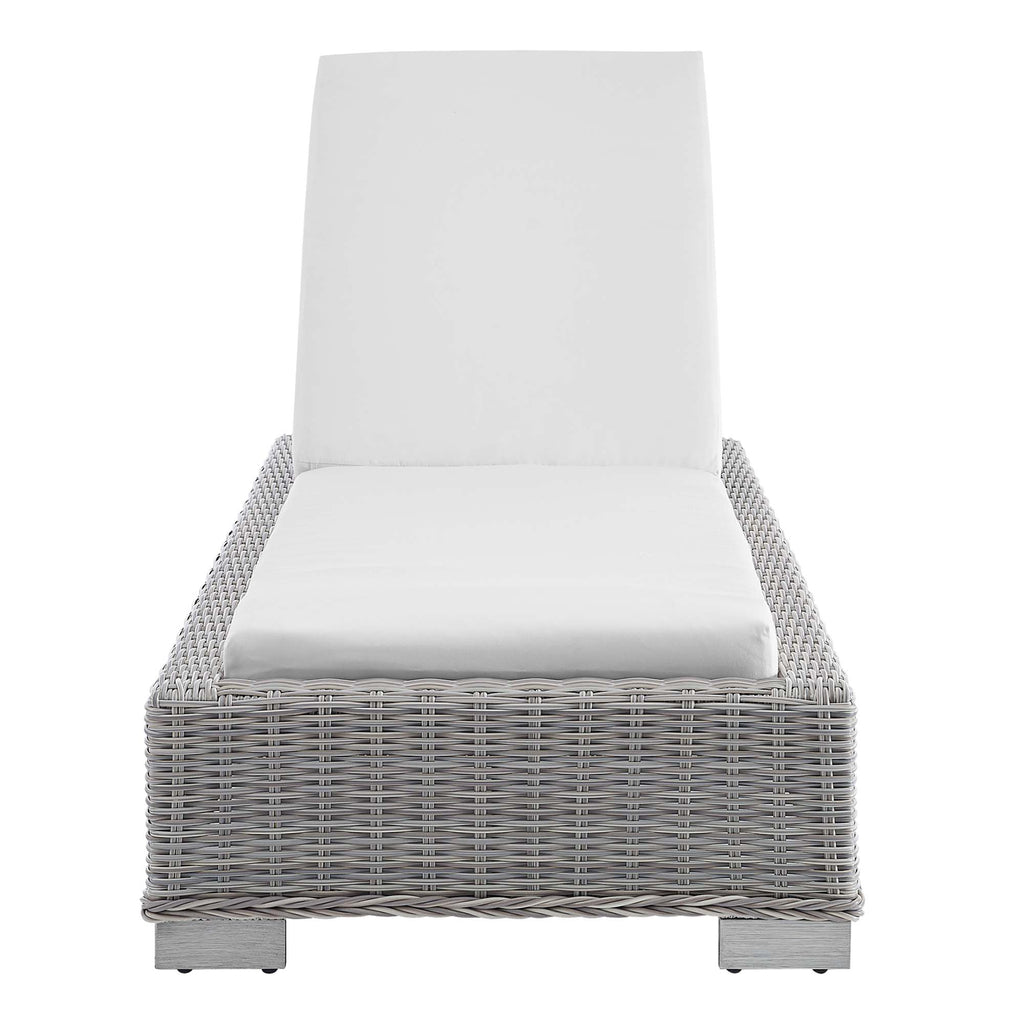 Conway Sunbrella Outdoor Patio Wicker Rattan Chaise Lounge - Light Gray White