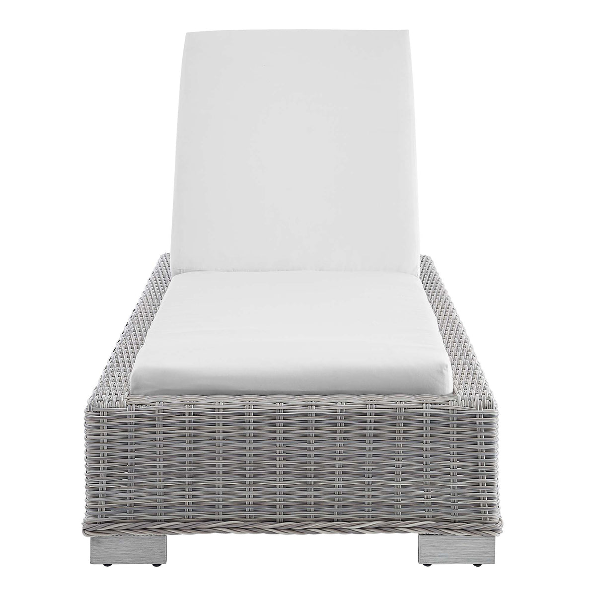 Conway Sunbrella Outdoor Patio Wicker Rattan Chaise Lounge - Light Gray White