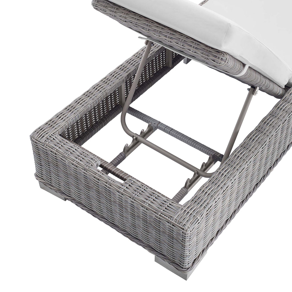Conway Sunbrella Outdoor Patio Wicker Rattan Chaise Lounge - Light Gray White