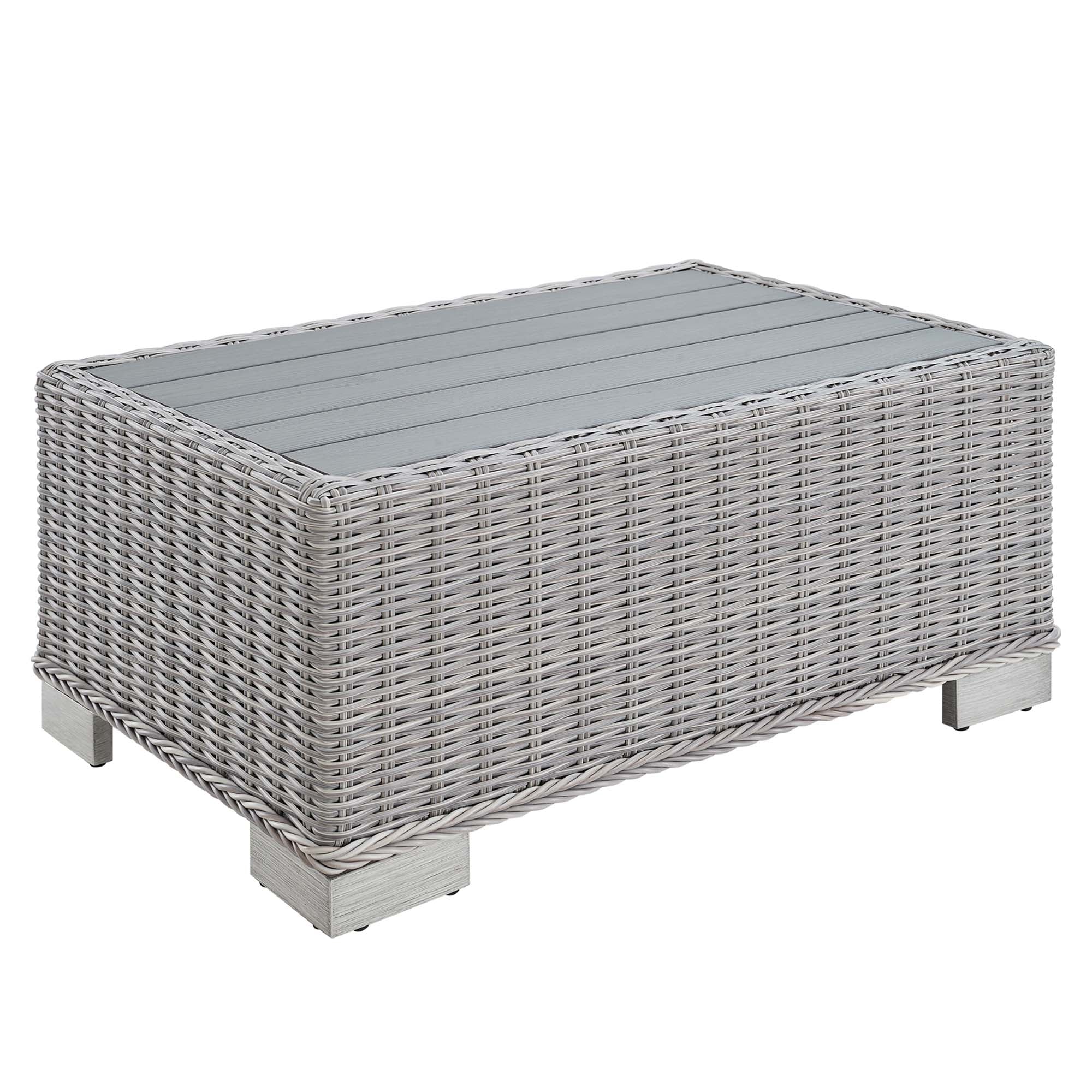 Conway 32" Outdoor Patio Wicker Rattan Coffee Table - Light Gray