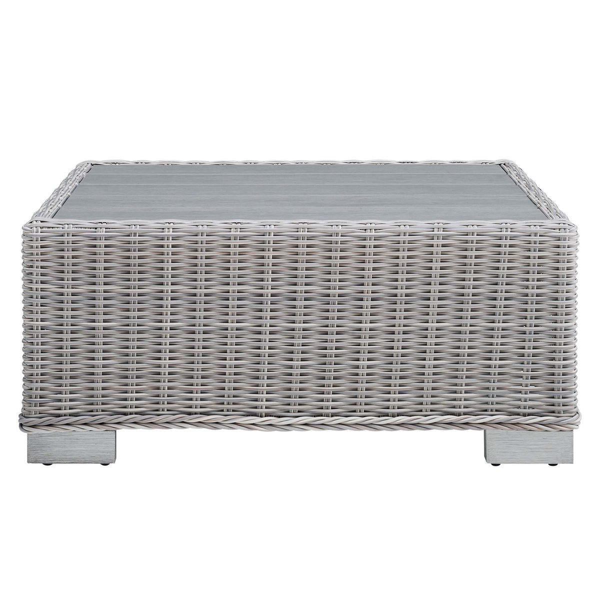 Conway 32" Outdoor Patio Wicker Rattan Coffee Table - Light Gray