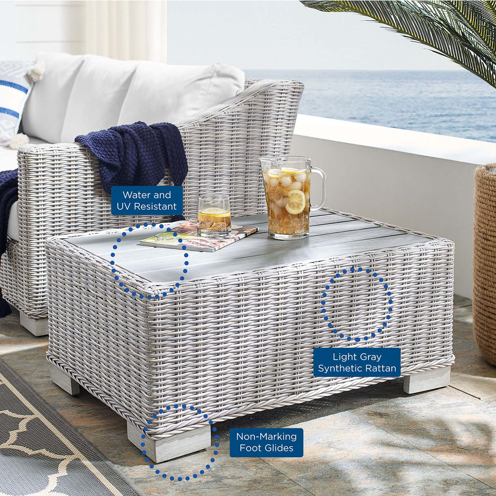 Conway 32" Outdoor Patio Wicker Rattan Coffee Table - Light Gray