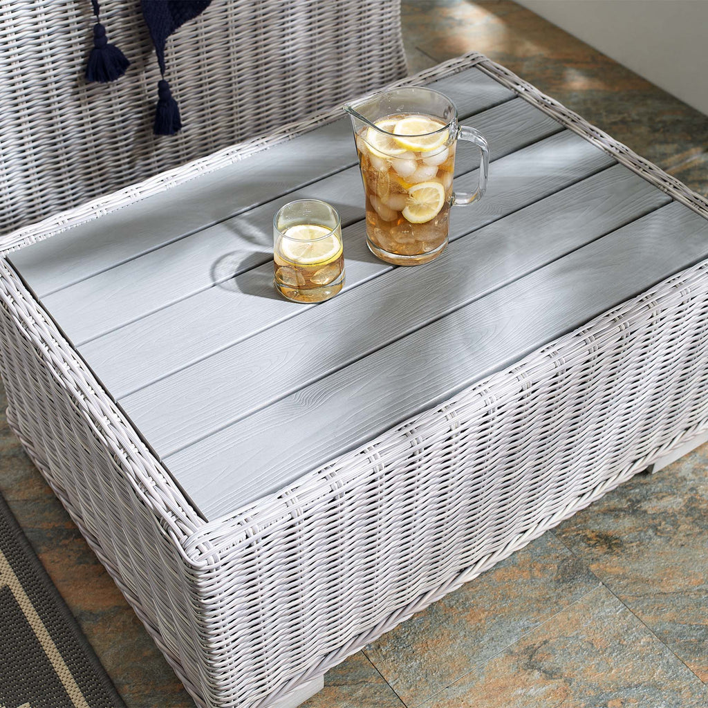 Conway 32" Outdoor Patio Wicker Rattan Coffee Table - Light Gray