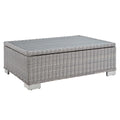 Conway 45" Outdoor Patio Wicker Rattan Coffee Table - Light Gray