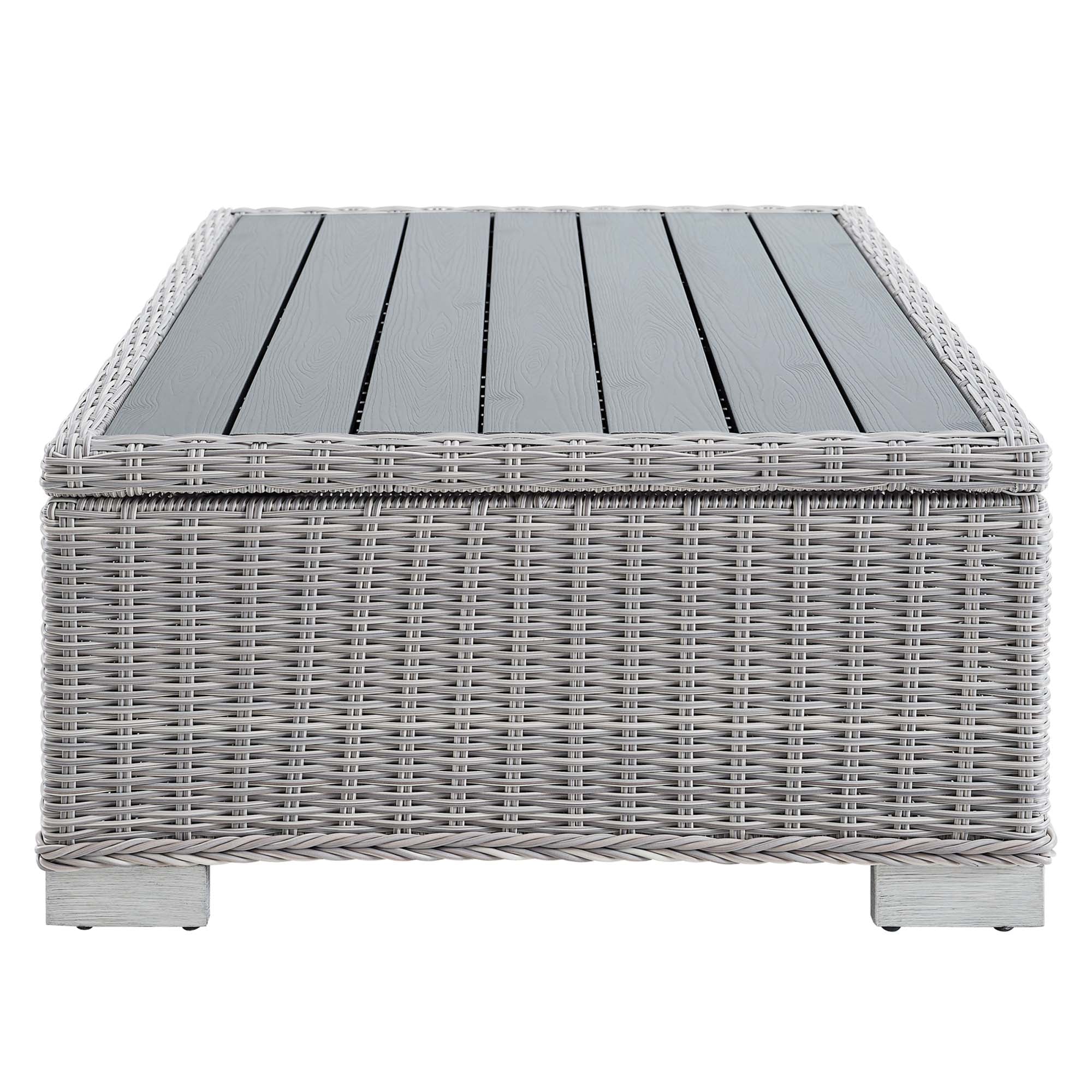 Conway 45" Outdoor Patio Wicker Rattan Coffee Table - Light Gray