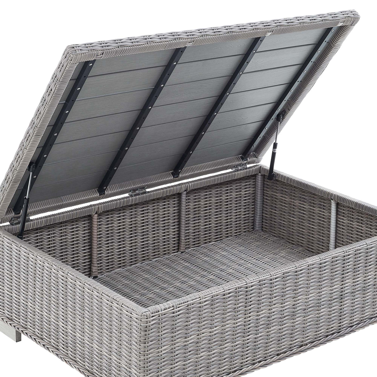 Conway 45" Outdoor Patio Wicker Rattan Coffee Table - Light Gray