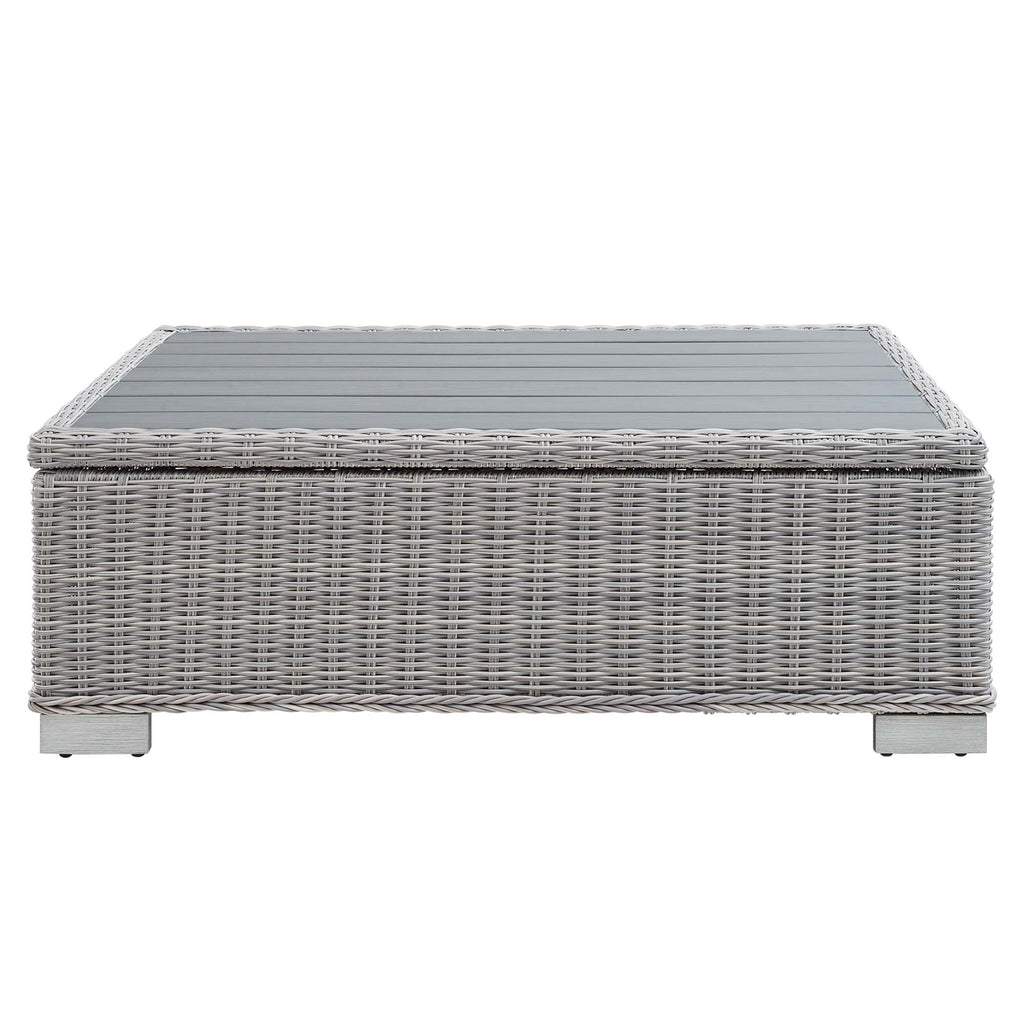 Conway 45" Outdoor Patio Wicker Rattan Coffee Table - Light Gray