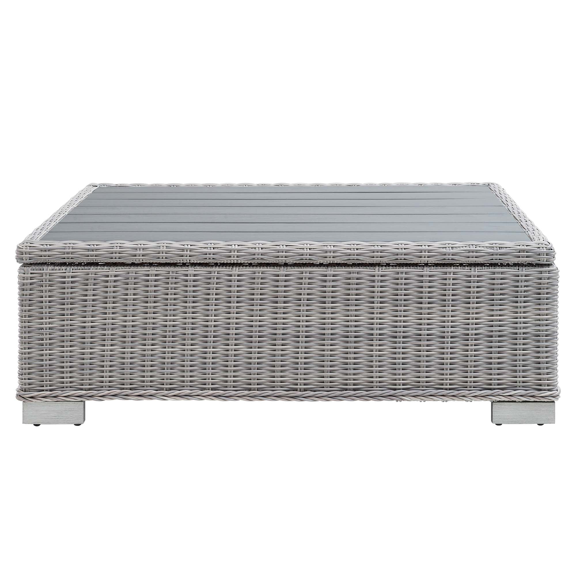 Conway 45" Outdoor Patio Wicker Rattan Coffee Table - Light Gray