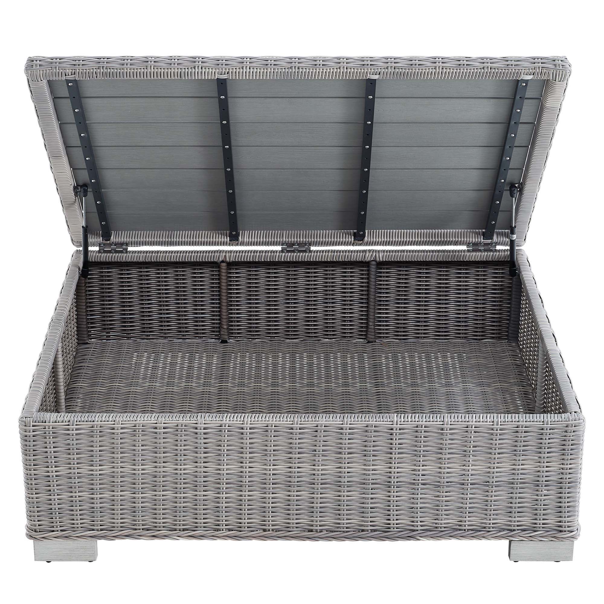 Conway 45" Outdoor Patio Wicker Rattan Coffee Table - Light Gray