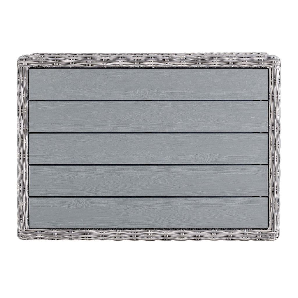 Conway 45" Outdoor Patio Wicker Rattan Coffee Table - Light Gray