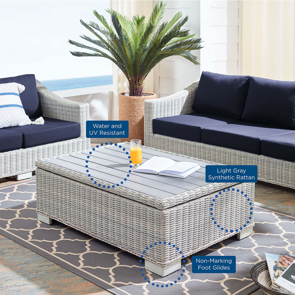 Conway 45" Outdoor Patio Wicker Rattan Coffee Table - Light Gray
