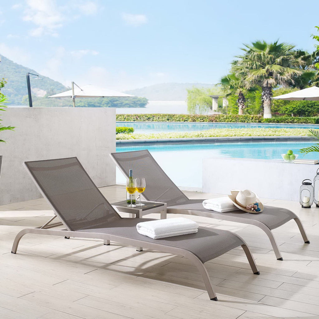 Savannah 3 Piece Outdoor Patio Mesh Set - Gray