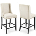Baron Upholstered Fabric Counter Stool Set of 2 - Beige