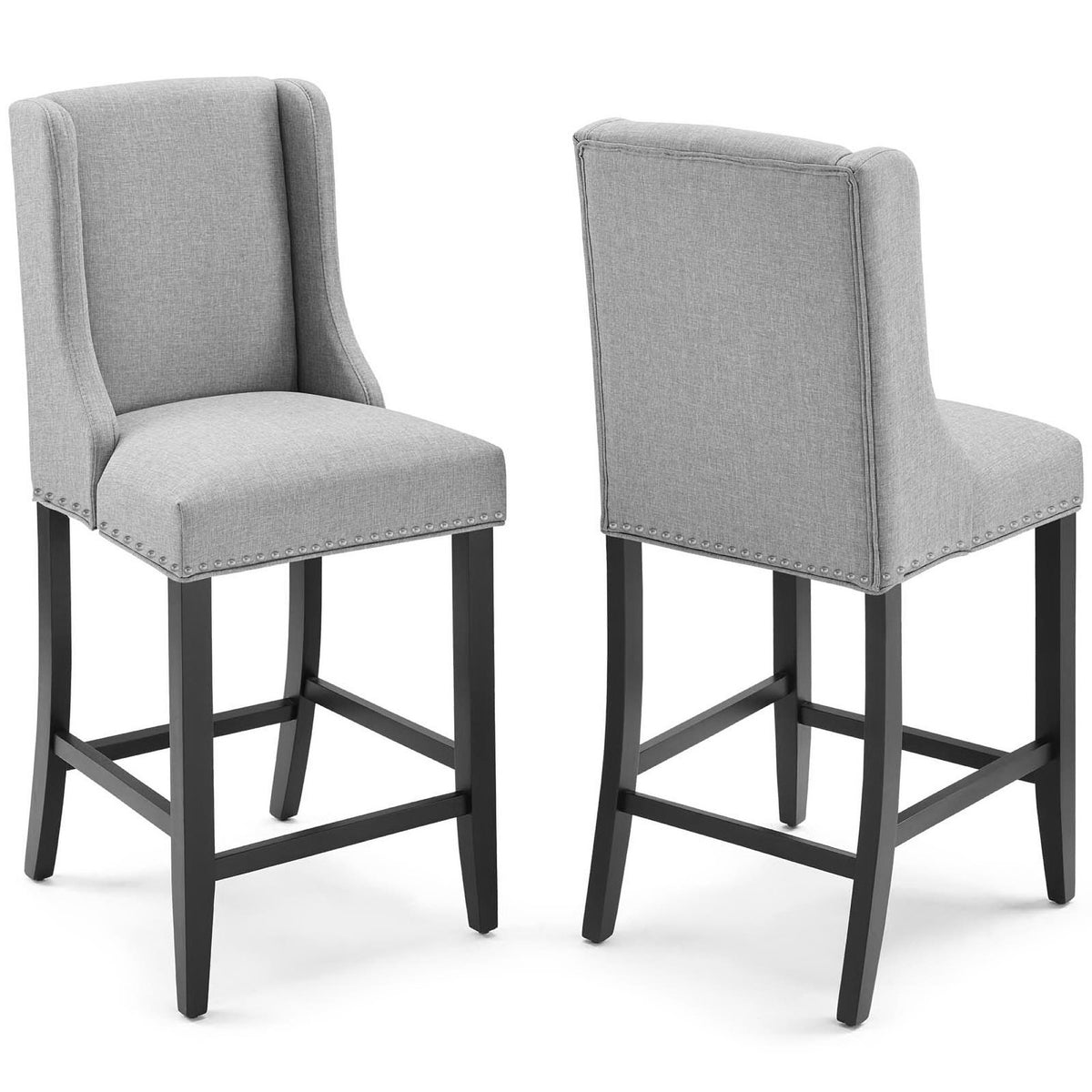 Baron Upholstered Fabric Counter Stool Set of 2 - Light Gray