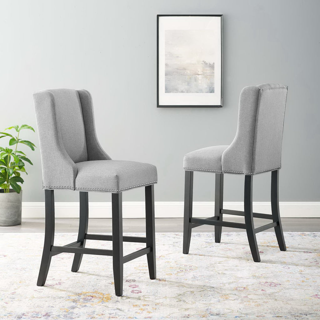 Baron Upholstered Fabric Counter Stool Set of 2 - Light Gray