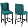 Baron Upholstered Fabric Counter Stool Set of 2 - Teal