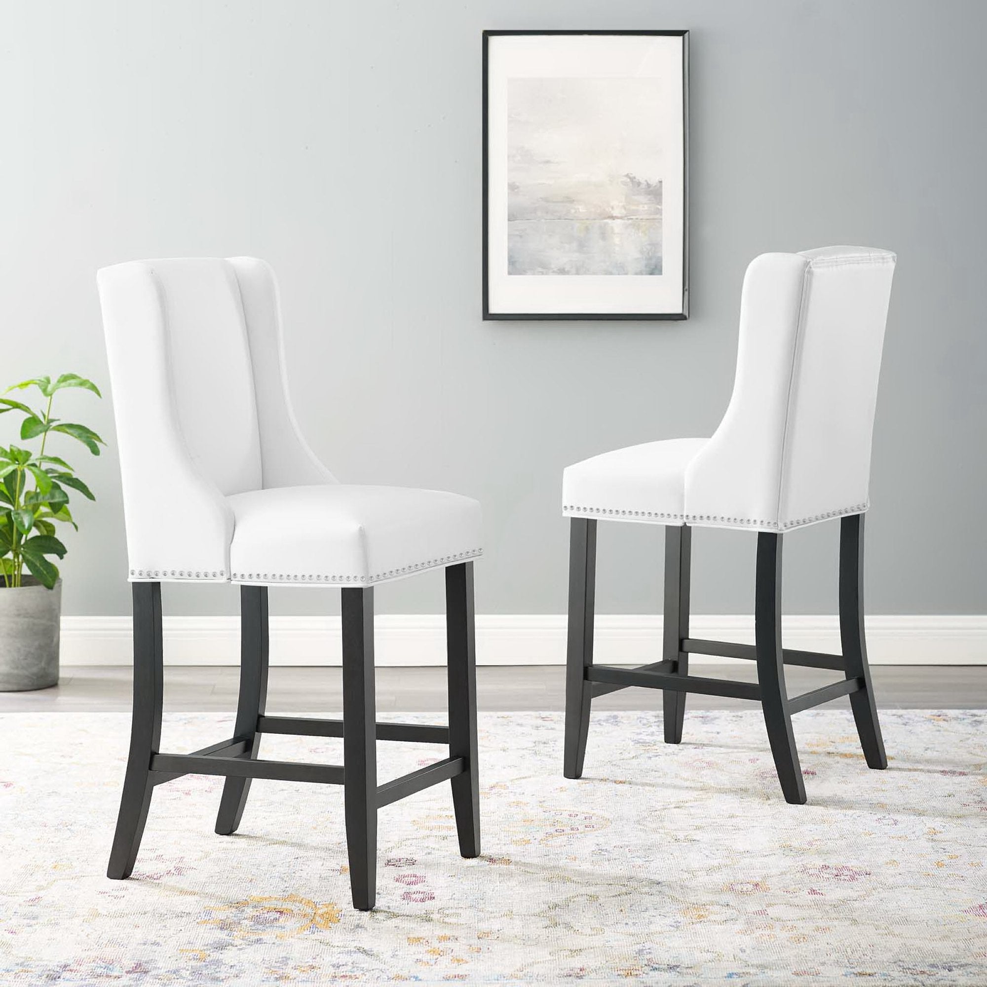 Baron Faux Leather Counter Stool Set of 2 - White