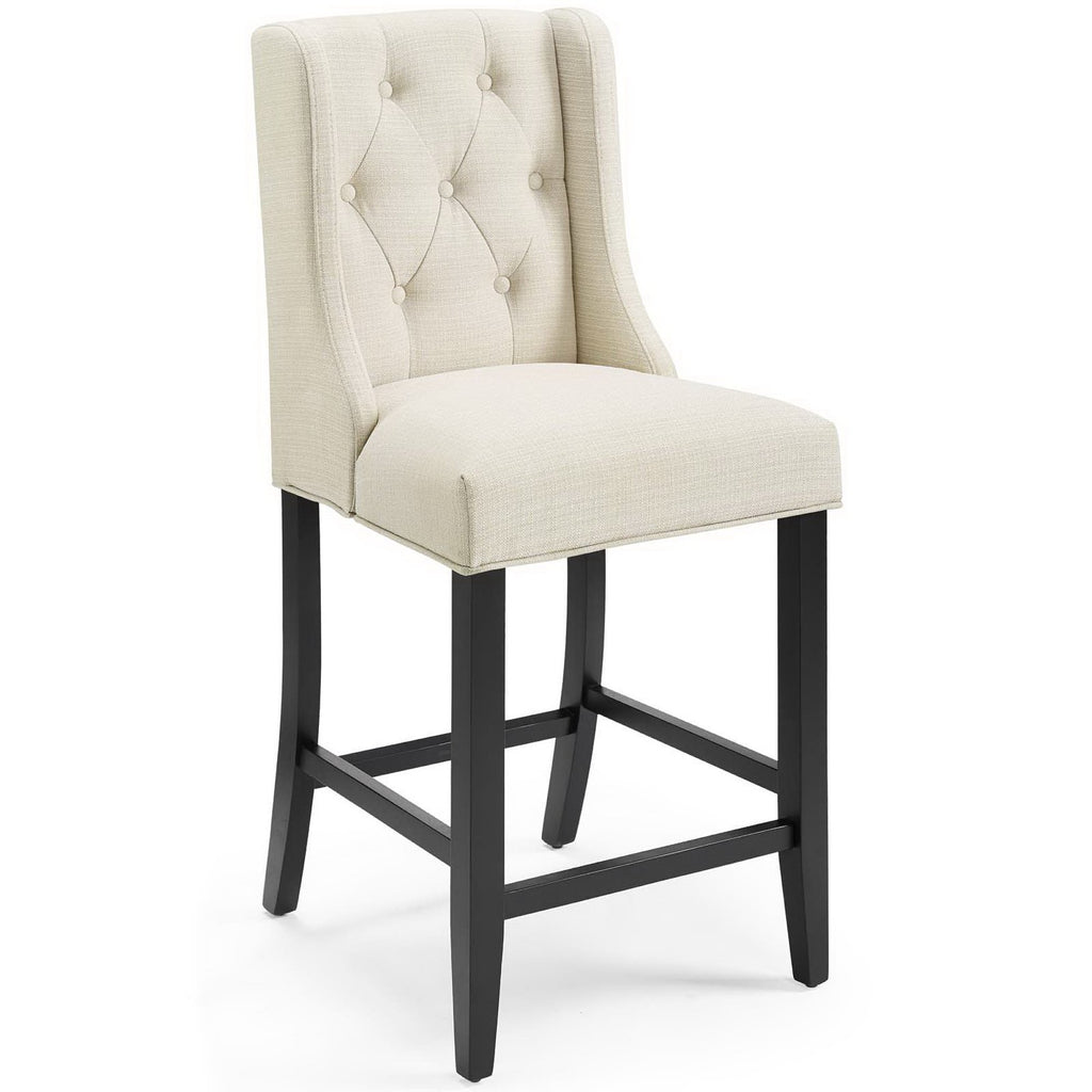 Baronet Upholstered Fabric Counter Bar Stool Set of 2 - Beige