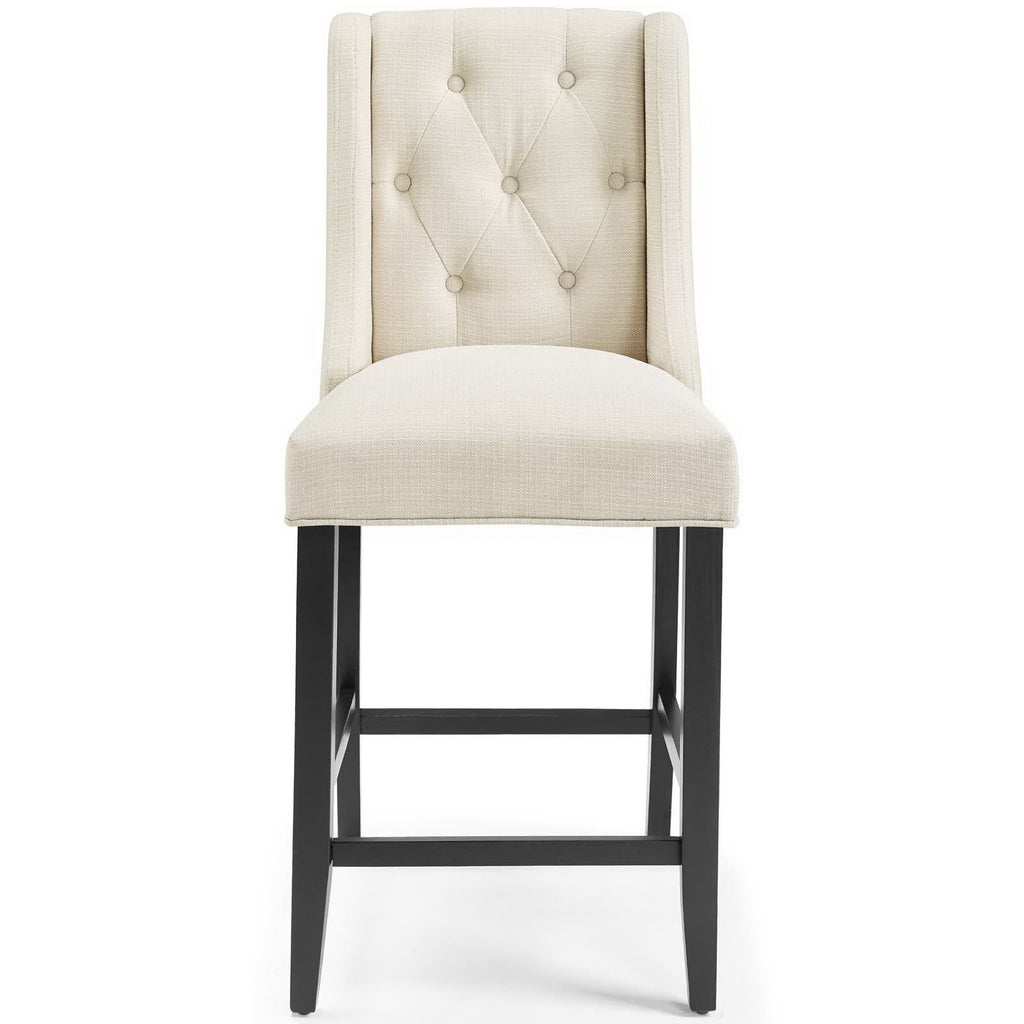 Baronet Upholstered Fabric Counter Bar Stool Set of 2 - Beige